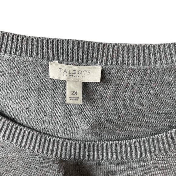 TALBOTS Holiday Sweater 2X Gray Puppy Stocking Stuffer Rainbow Confetti - Picture 3 of 5